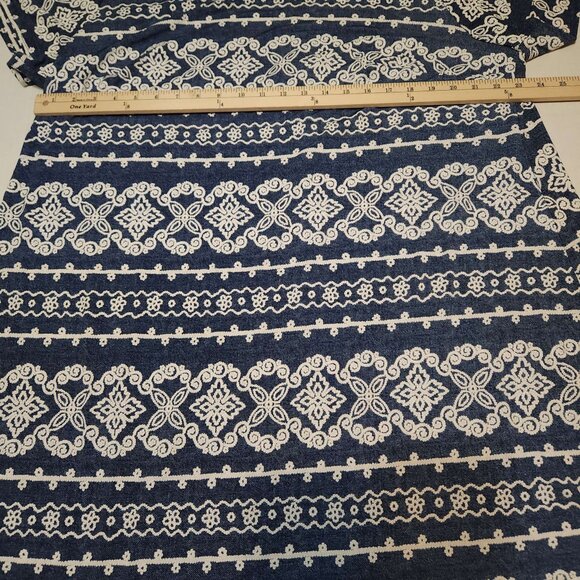 Perceptions Woman dress 2X Navy blue w/ white puff print Tie sleeves Mid-length - Picture 4 of 15